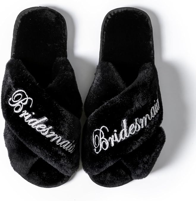 Bridal Slipper - Bridesmaid & Bachelorette Gifts - Silver Glitter Print