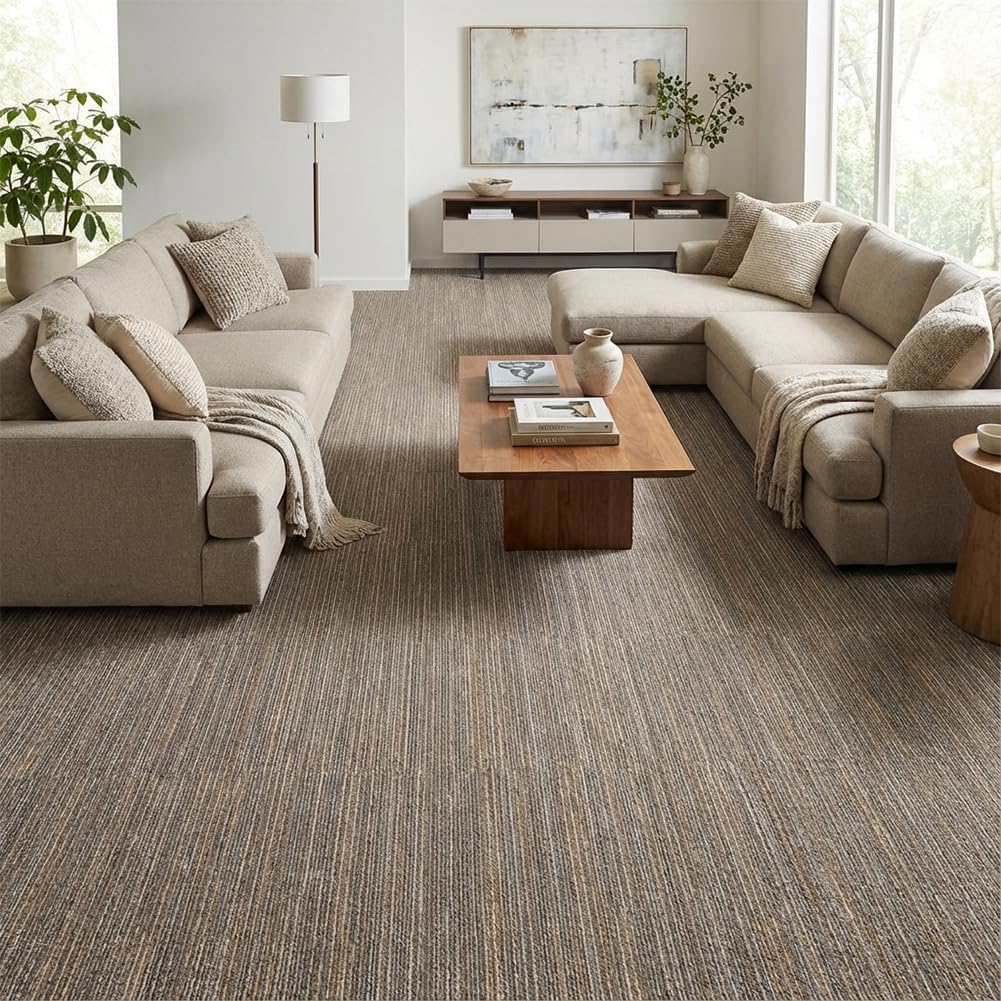 Photo 1 of SUWUYUE Carpet Tiles 24" x 24", 18 Tiles, Non Slip Floor Carpet Squares