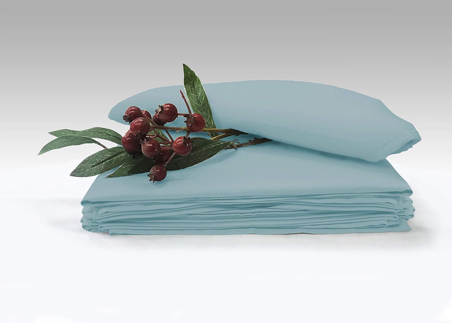 Soft Absorbent Cotton Cloth Small Dinner Napkins Stone Blue 12 PC 14 Inch x 14 Inch, 100% Long Staple Cotton Lap Napkins, Luxurious Sateen Hemstitched Lunch Napkins (100% Cotton Dinner Napkins Blue)
