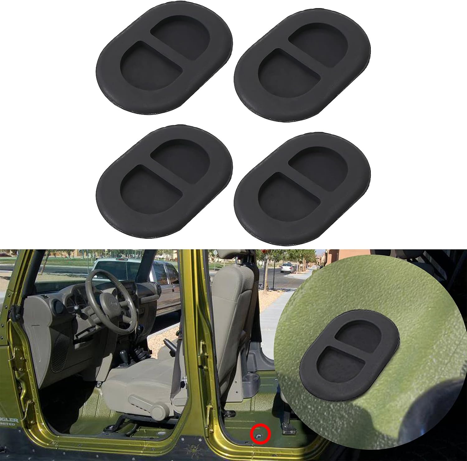 Floor Plugs for Jeep Wrangler Floor Rubber Plug Floor Pan Plugs Drain Plugs for 2007-2021 Jeep Wrangler JK JKU JL JLU Gladiator JT - 68194821AA Aftermarket Replacement Plug (4 Pack)