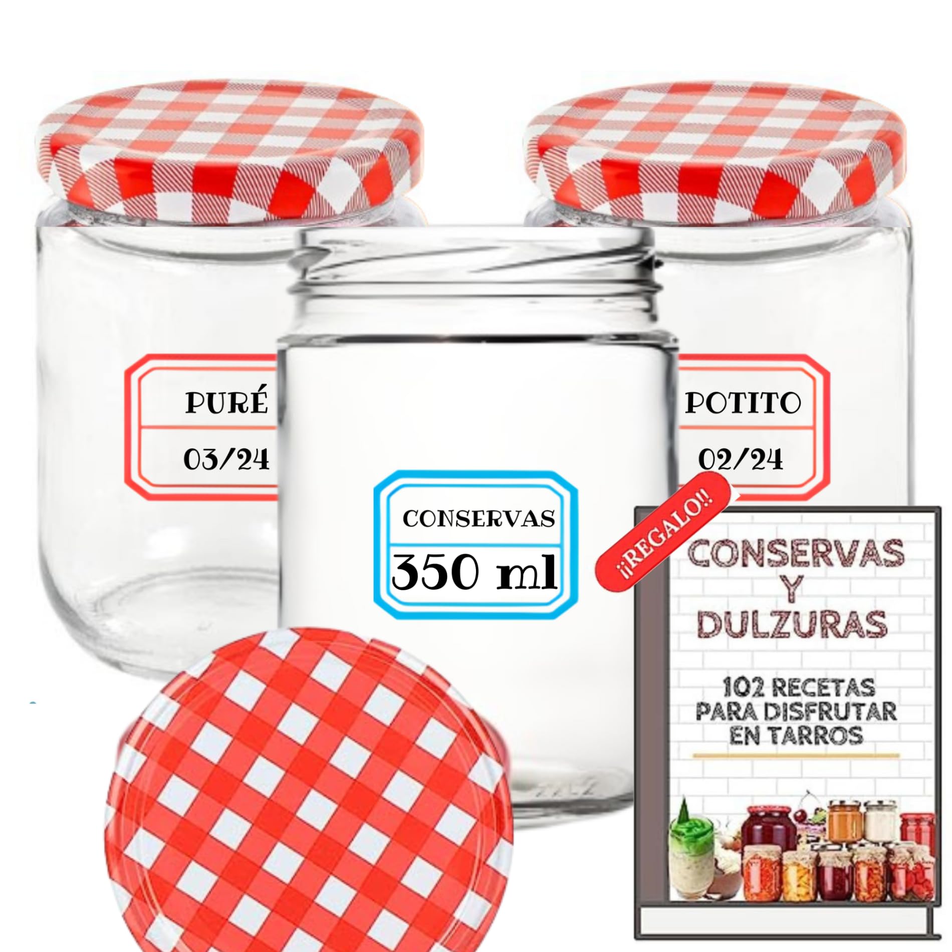 Frascos para conservas de cristal de 350 ml para organizar tus salsas y alimentos caseros