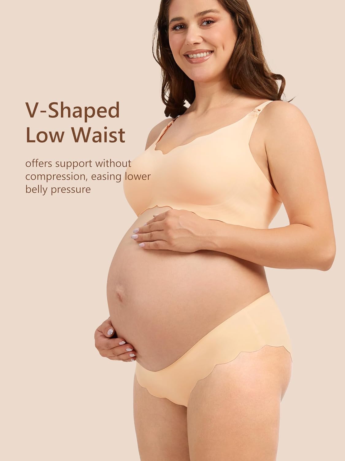 Angelhood 5 Pack Maternity Underwear Seamless, Pregnancy Postpartum Panties Wave Edge No Show Bikini Under Bump - Image 3