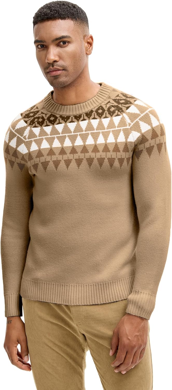 HOTake Men's Pullover Crewneck Sweater, Fair Isle and Christmas Pattern Available - Image 4