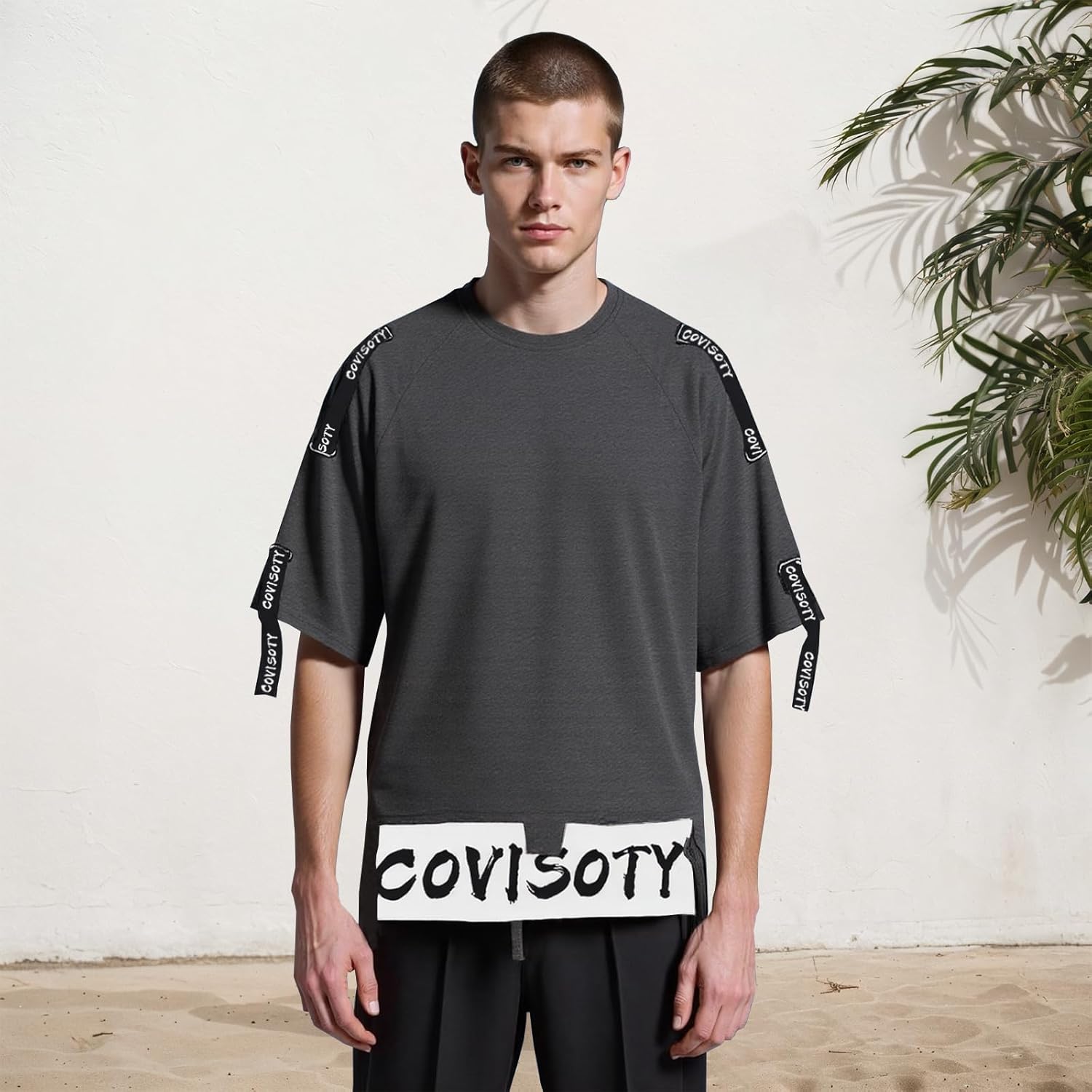 Men's T Shirts Casual Cotton Cotton Short Sleeve Contrast Tee Shirts Hipster Hip Hop T-Shirt Basic Summer Tops - Image 2