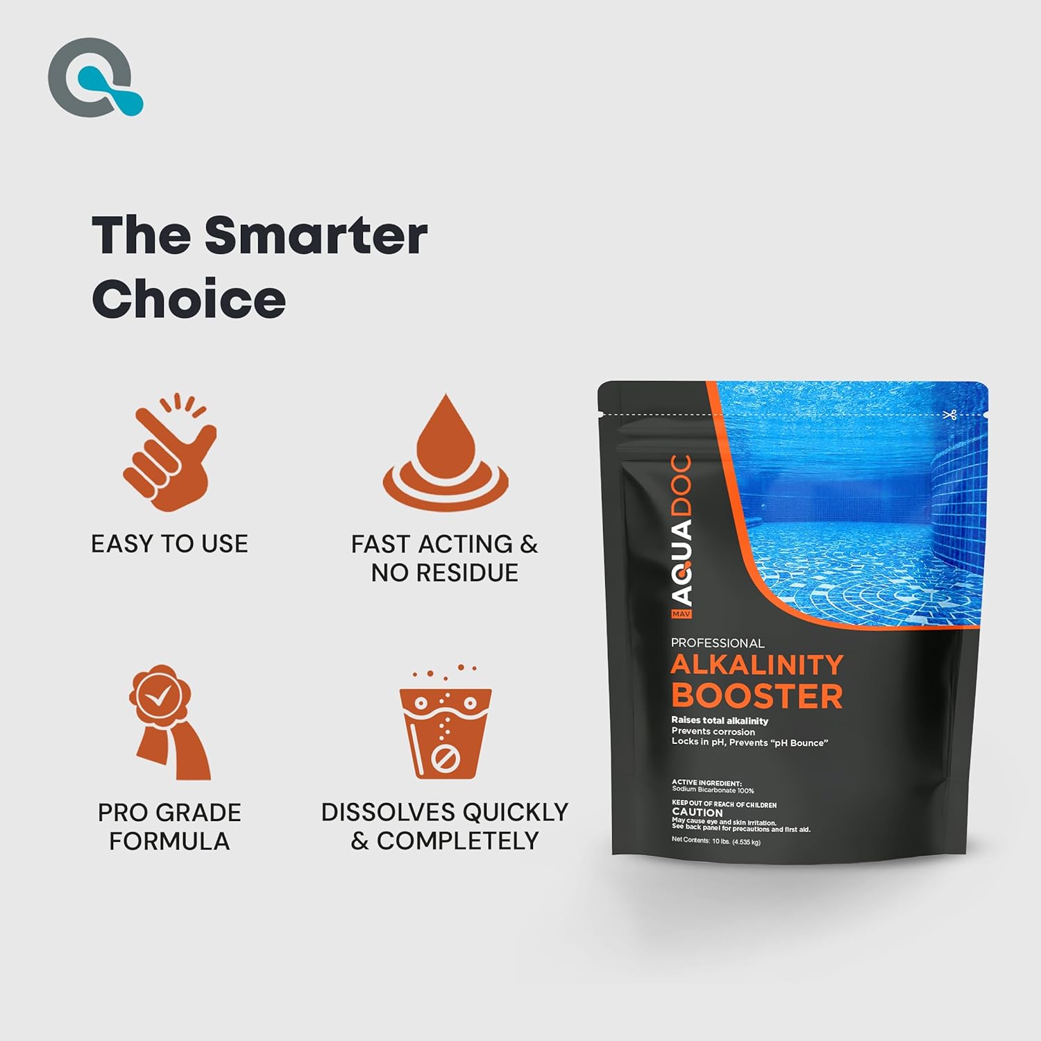 MAV AquaDoc Pool Alkalinity Increaser - 10lb - Sodium Bicarbonate Alkalinity Increaser for Swimming Pools - pH Increaser - Pool Chemicals Made in USA