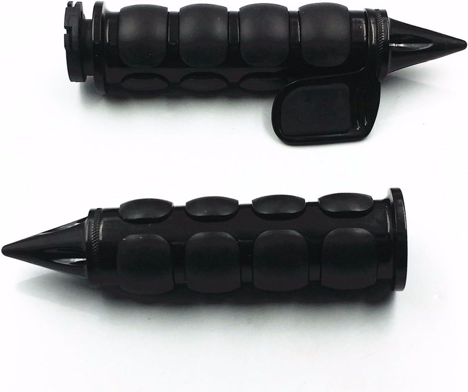 Black Spike Motorcycle 1" 25mm Handlebar Rubber Throttle Boss Hand Grip for Honda Harley Kawasaki Suzuki Yamaha Cruiser Chopper Bobber Custom