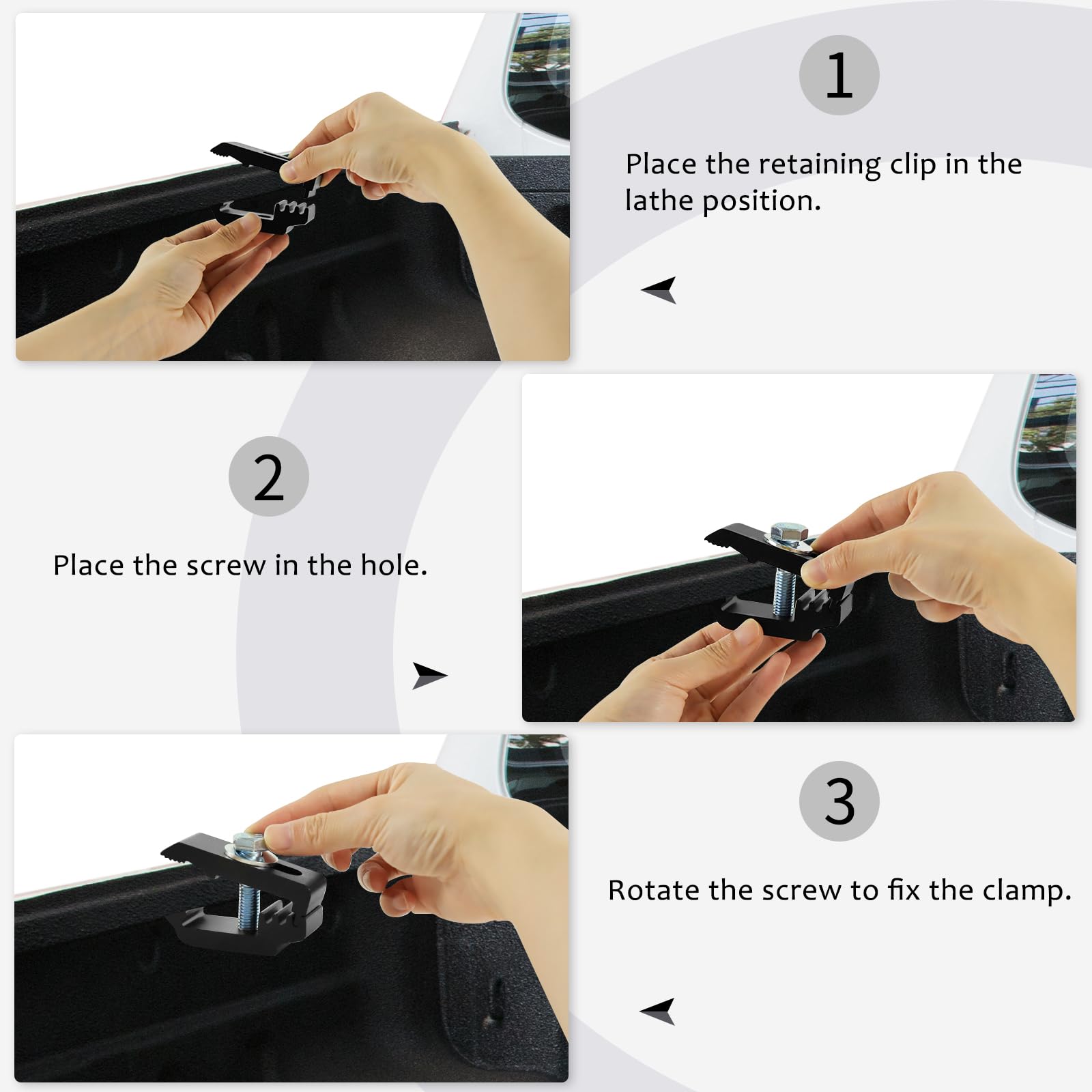 QYMOPAY Aluminum Mounting Clamps Tonneau Cover clamps Truck Topper Clamps for Truck Cover, Cap, Camper Shell Clamps 6 pack Black