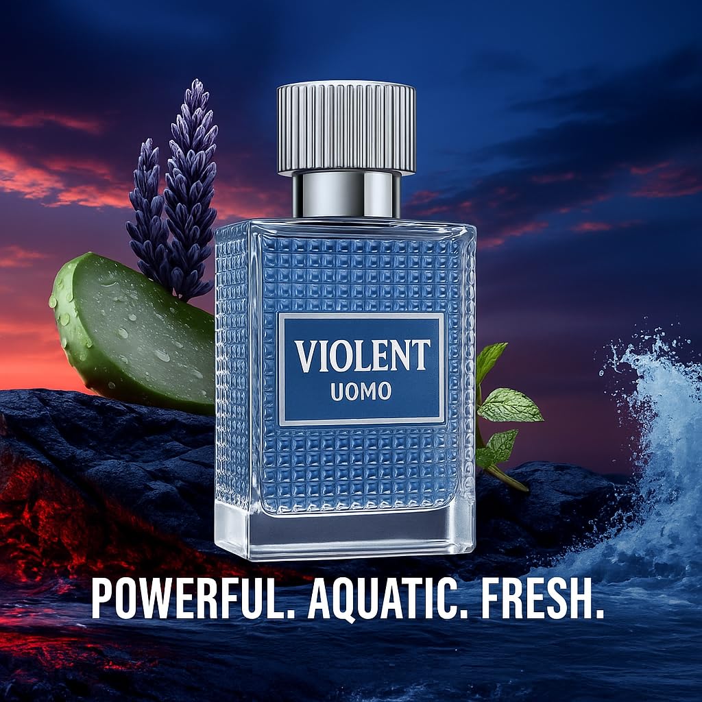 Men's Perfume 100ml (3.4oz), Blue Glass Bottle, Textured Pattern Design, Silver Cap, Luxury Cologne For Men