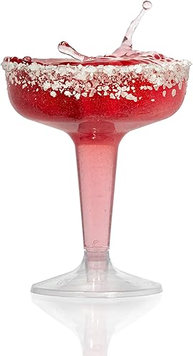 Exquisite Paquete de 96 vasos de cóctel de plástico transparente resistente. Los vasos de cóctel desechables miden 4 pulgadas de alto con un borde