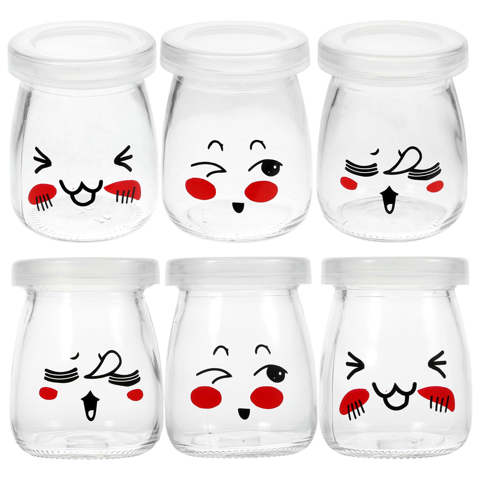 VILLCASE 6 Stück Glasverpackungsflaschen 100ml mit Abdichtung und Auslaufschutz für Joghurt und Marmelade zur Lebensmittelaufbewahrung Zufälliger Stil