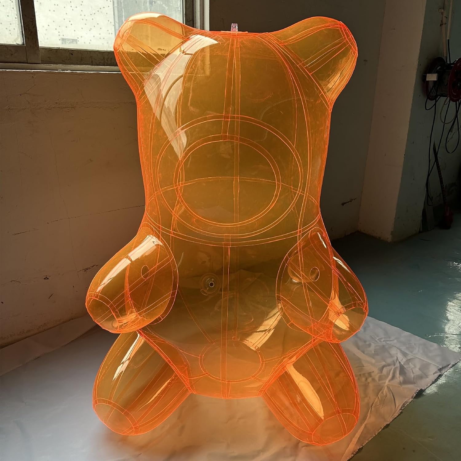4 FT Transparent Coloured PVC Inflatable Bear Suitable for Advertising Party Decoration Inflatable Transparent Bear with air Pump (PT-1.2m-Blue)