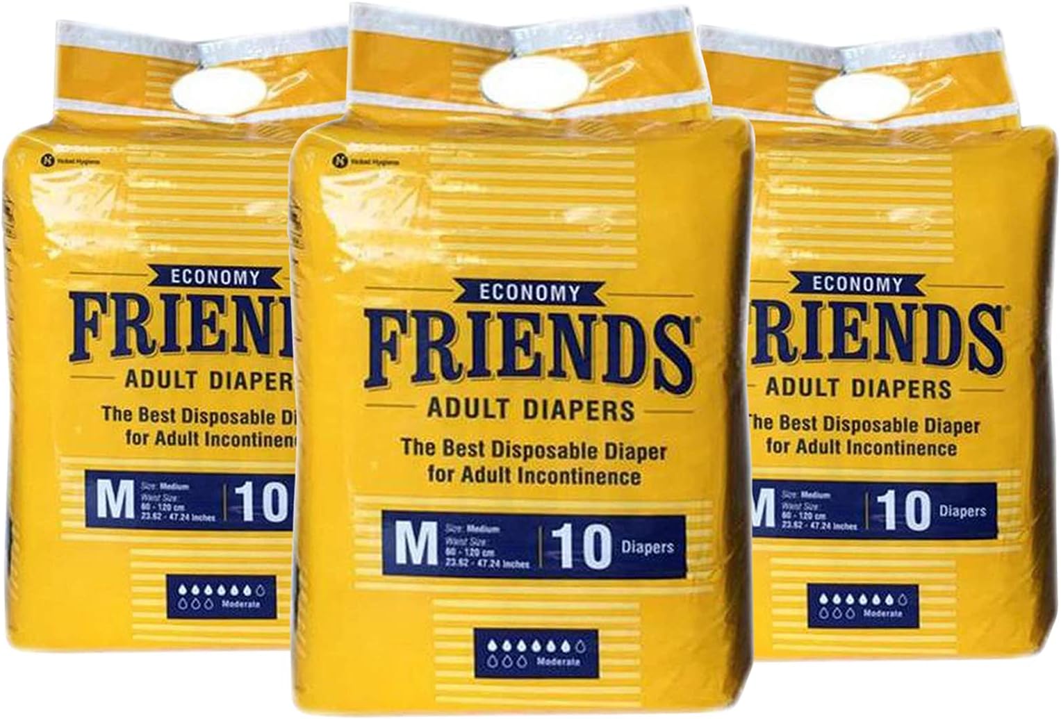 FRIENDSAdult Diapers Economy Medium, 10 Pieces, Pack of 3