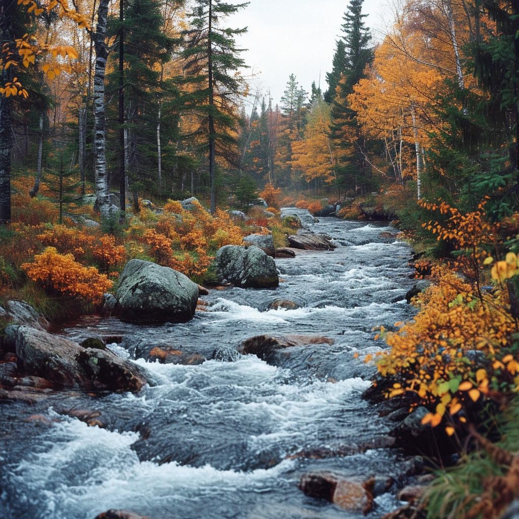 Moohue Stamped Cross Stitch Kits for Adults 14 Count Printed Cross Stitch Kits for Beginners Forest Creek Cross Stitch Patterns Needlepoint kit (