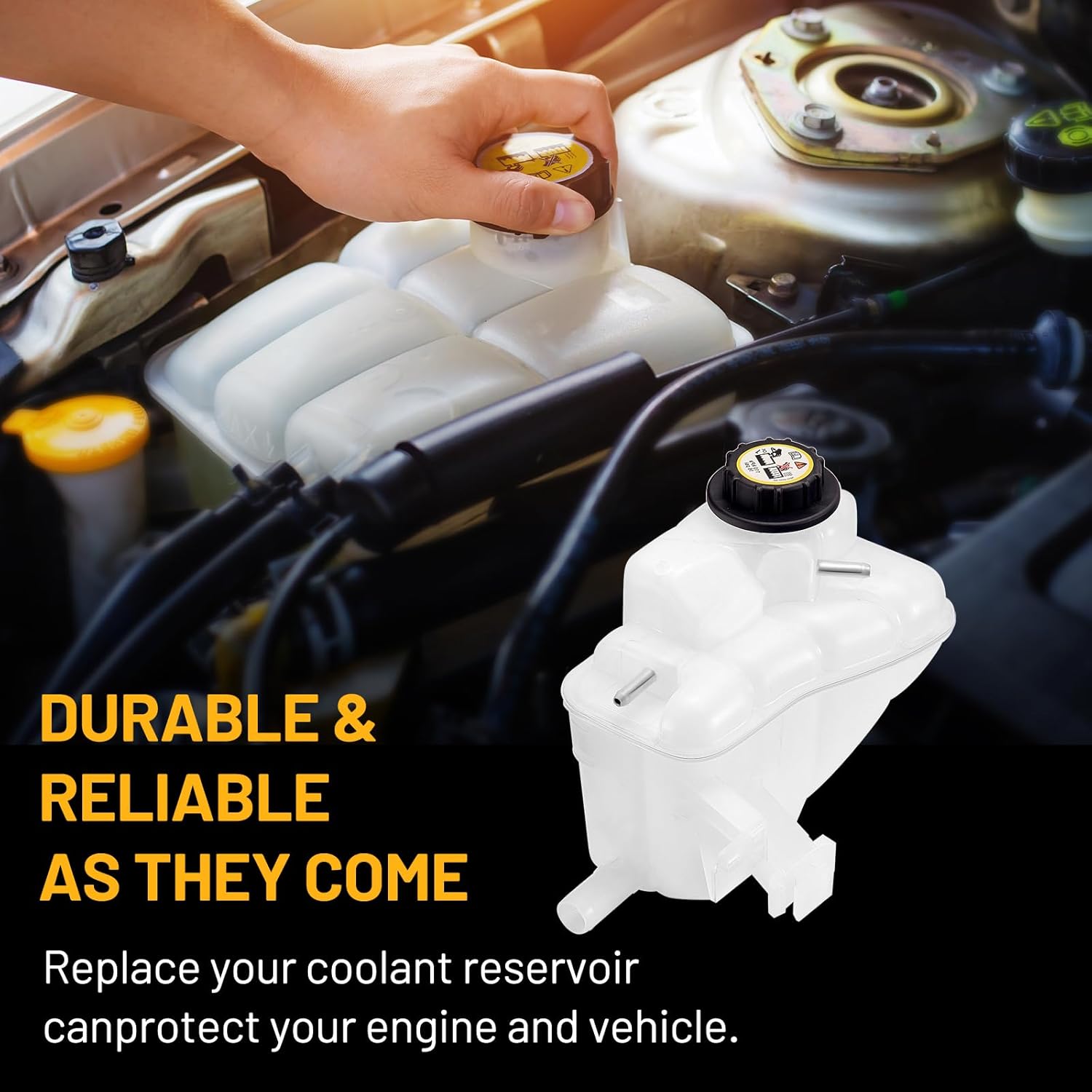 Engine Coolant Reservoir Tank 603-203 Compatible with Mercury Sable 2000-2005 3.0L V6 Taurus 2000-2007 Replace FRT1501C SK603203 1F1Z8A080AA F6DZ8100A Coolant Expansion Reservoir Overflow Tank