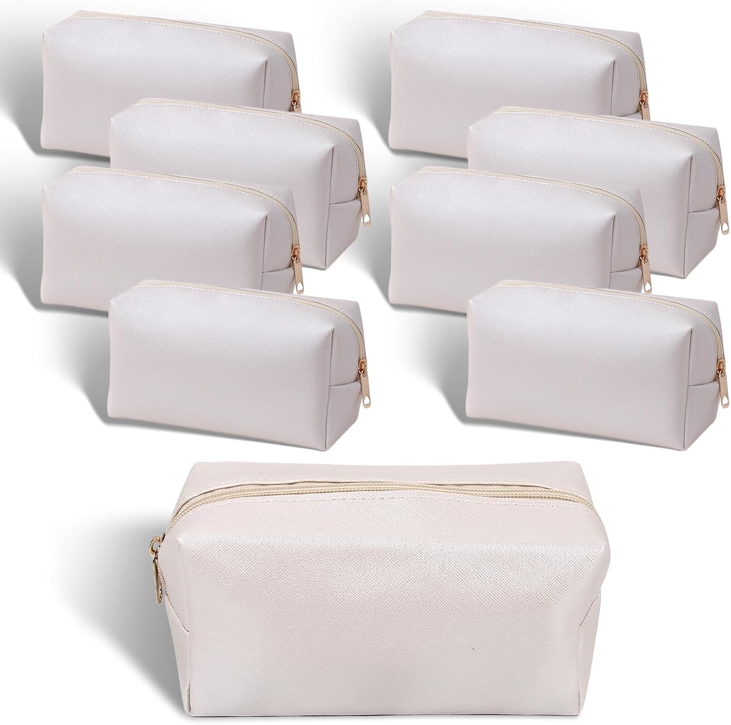 9 Pcs Bulk PU Leather Makeup Bags - Waterproof Small Cosmetic Pouches & Toiletry Bags, Water-Resistant Storage Purses for Women, Ideal for Travel & Daily Use