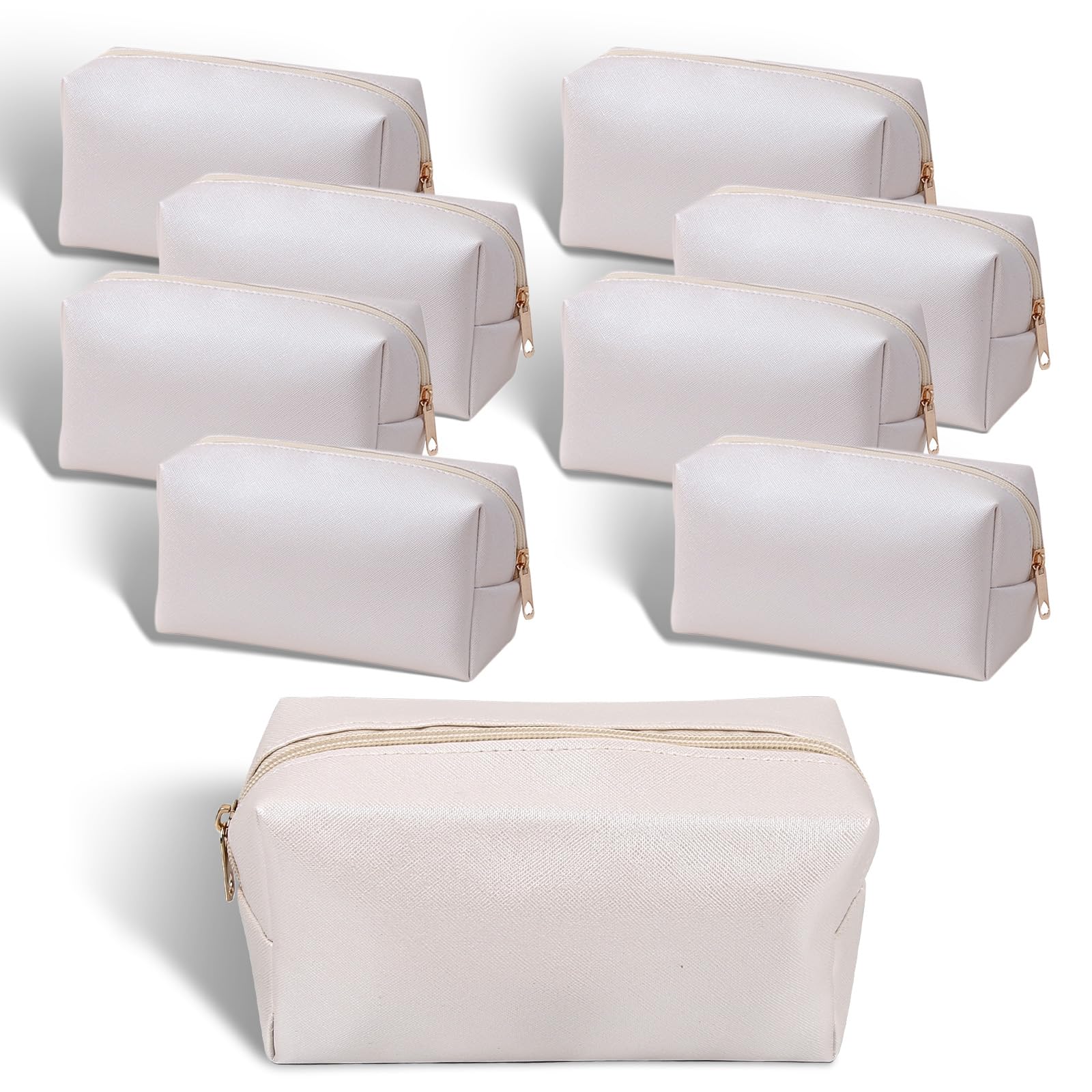 eggigi 9 Pcs Makeup Bags in Bulk, Pu Leather Cosmetic Pouch Waterproof Small Toiletry Bags, Water Resistant Storage Purse for Lady Women, Waterproof