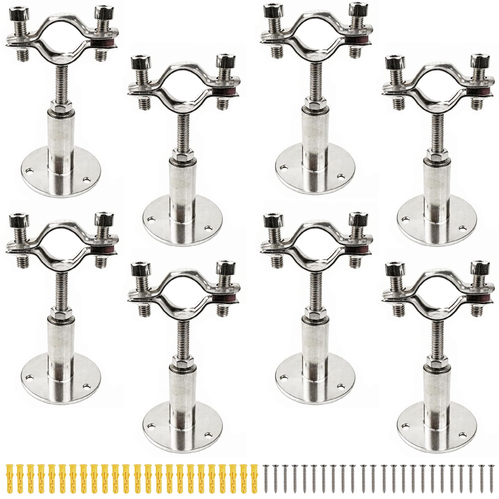 Pince de support tube BRGD inox anti-vibration et réglable pour fixation murale stable, 8 pièces