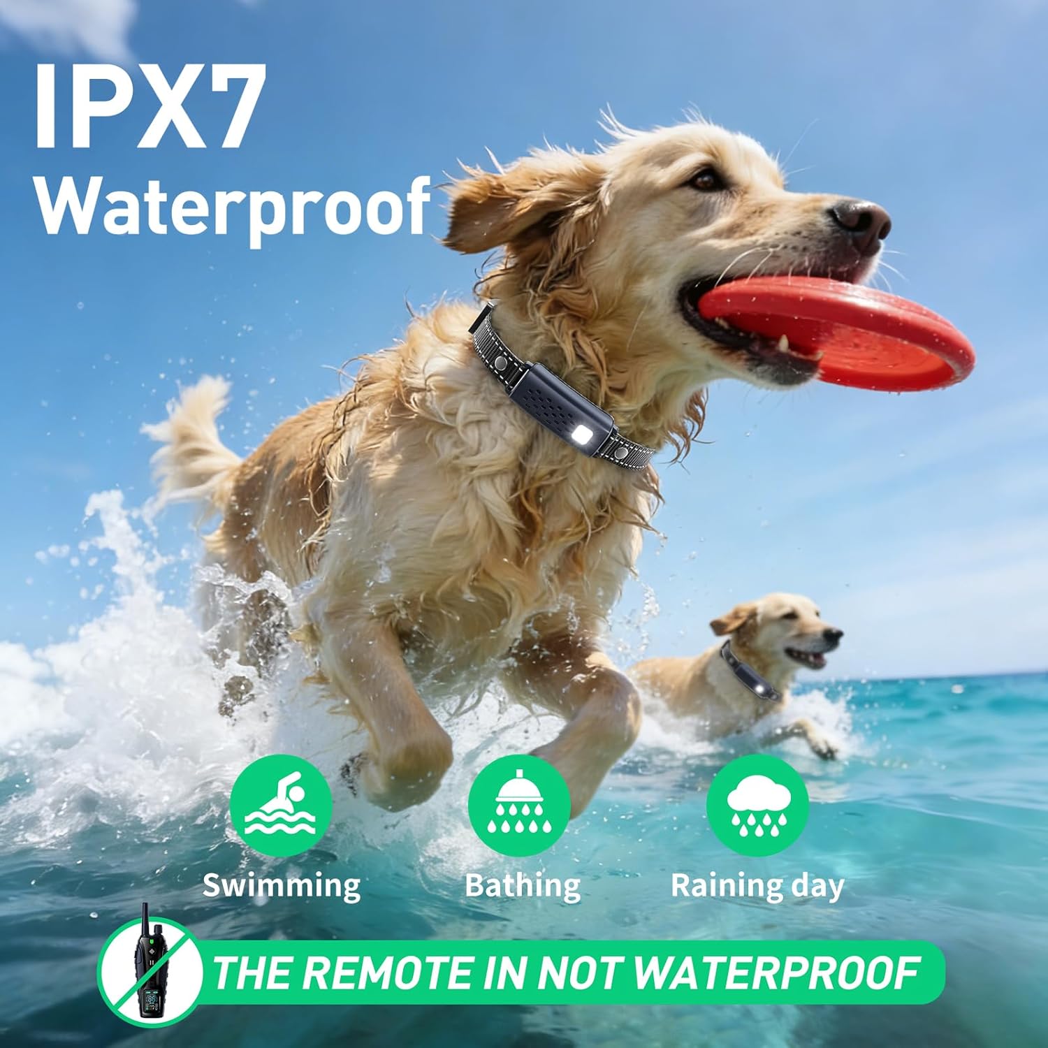 Dog Shock Collar 2 Dogs(15-150lbs) with Flashing Light for Night Walks,4500FT Dog Training Collar Adjustable Pitch Beep(1-8), Vibration(1-16), Safe Shock(1-99), and Keypad Lock