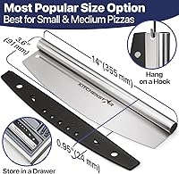 Vista 4 de KitchenStar Cortador de Pizza con Cuchilla Basculante de 14 Pulgadas - Cuchillo Rebanador Afilado de Acero Inoxidable, Cubierta Protectora, Apto