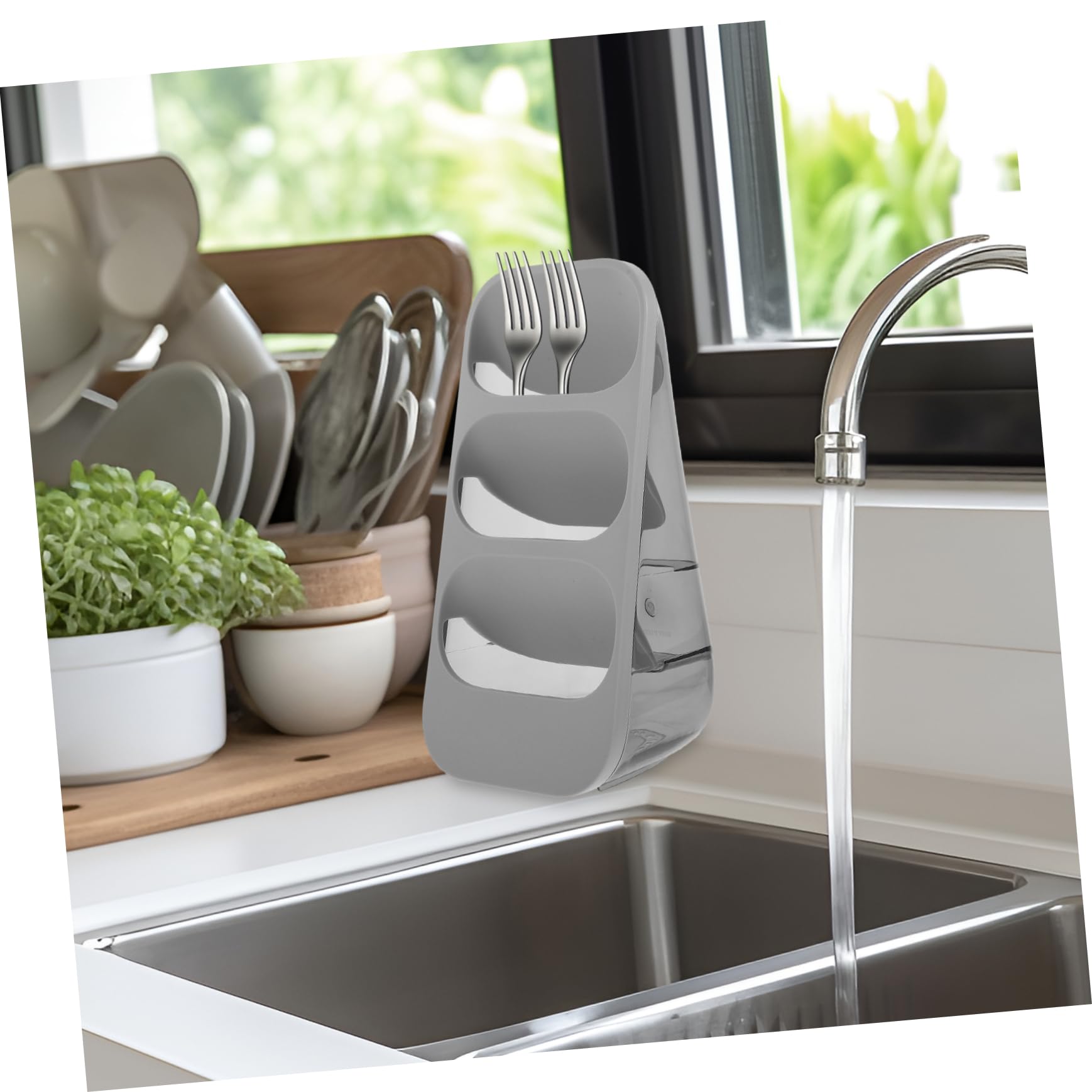 HOLIDYOYO Transparent Chopstick Cage Spoon Holder Chopsticks Case Kitchen Decor Kitchen Chopstick Holder Reusable Chopstick Holder Chopsticks Holder Chopstick Draining Holder Grey The Pet