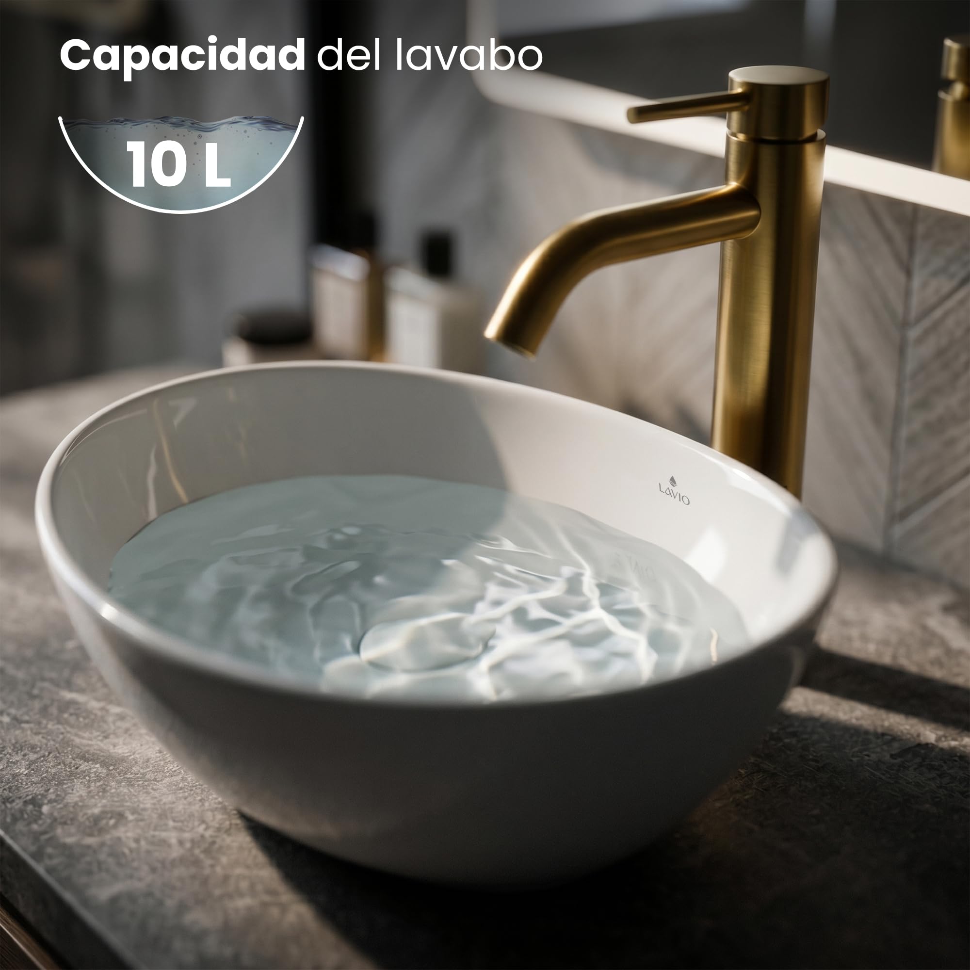 AKORD Lavabo sobre Encimera Ovalado OVALIS de Cerámica para Baño y Aseo, 41 x 33 x 14,5 cm, Blanco brillante