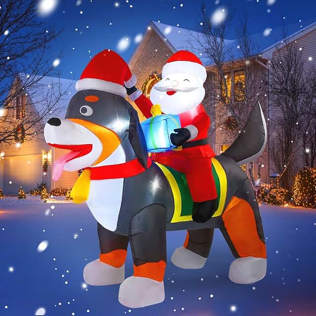 Koncifun Santa Riding Dog Inflatable