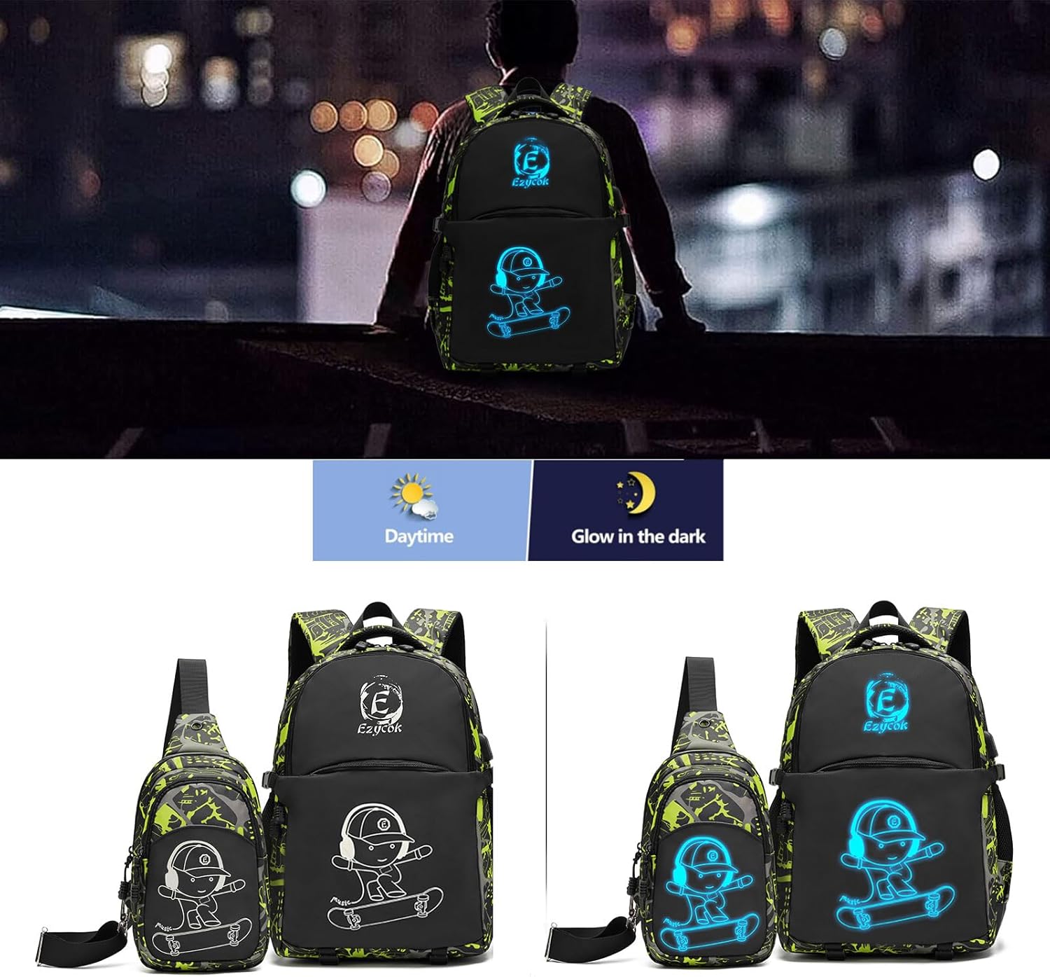 School Backpack for Boys, Cool Luminous Boys Backpack for Kids Children Teens Elementary Middle School Bags Lightweight Laptop Backpack College Bookbag - Image 2