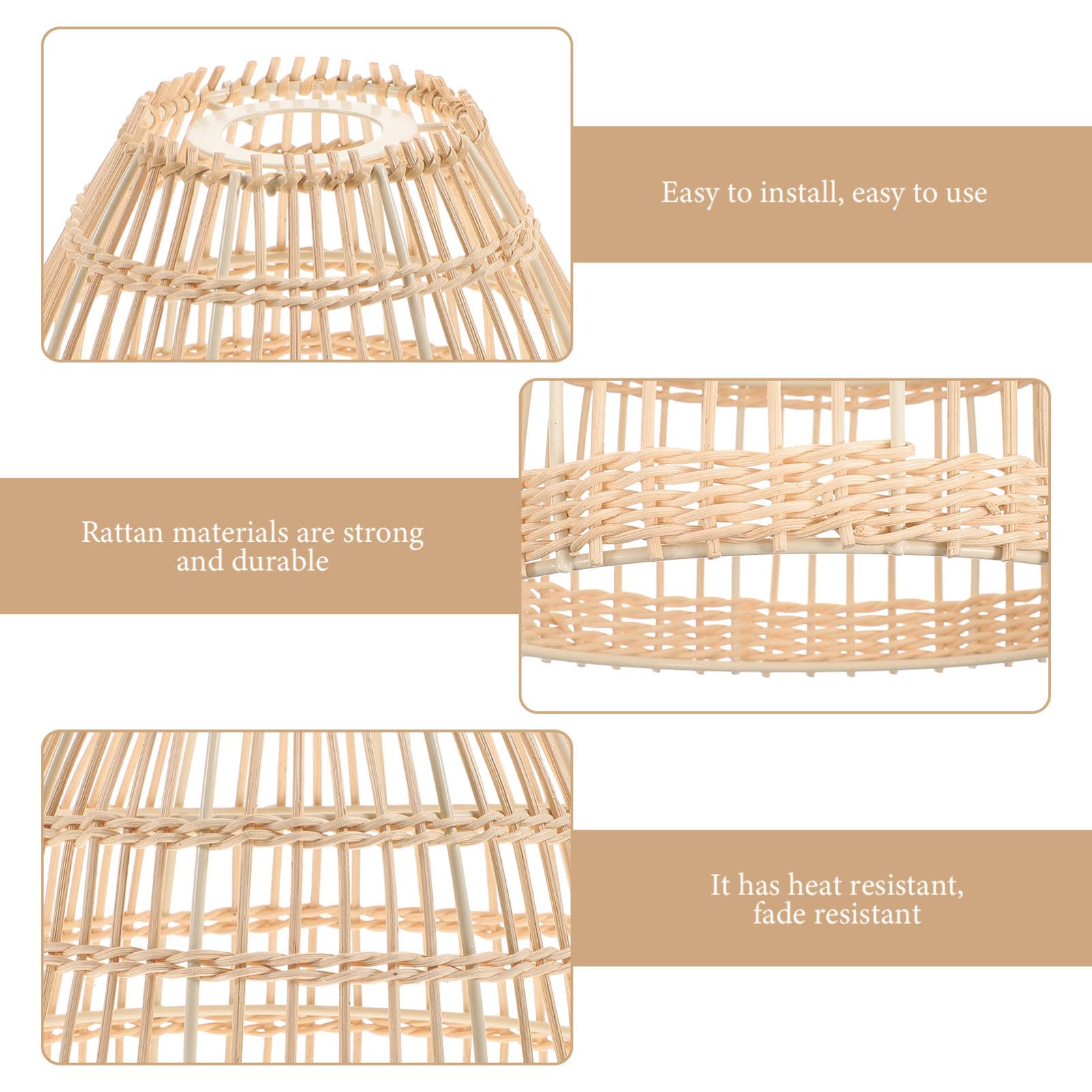 STOBAZA Paralume a sospensione in rattan, copertura per plafoniera, stile bohémien, per casa, camera da letto, ristorante, illuminazione diffusa decorativa naturale, 21 x 19 x 19 cm, confezione da 1