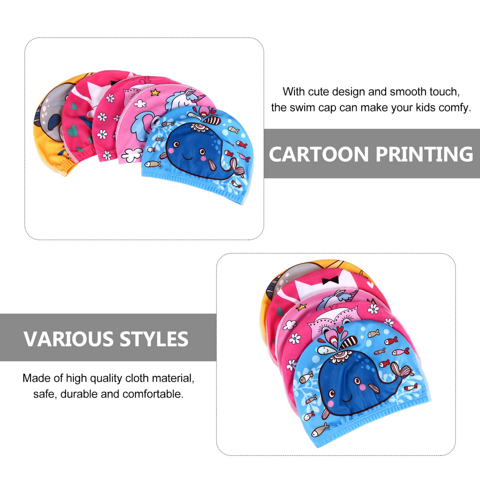 VORCOOL 10 Pz Donne Testa Delicato Confortevole Stampa Premium Adorabile Nuoto Acqua Nuotata Ragazze Cappello Lungo Orecchie Modello Bambini Berretto Multifunzionale Scatola di Copertura