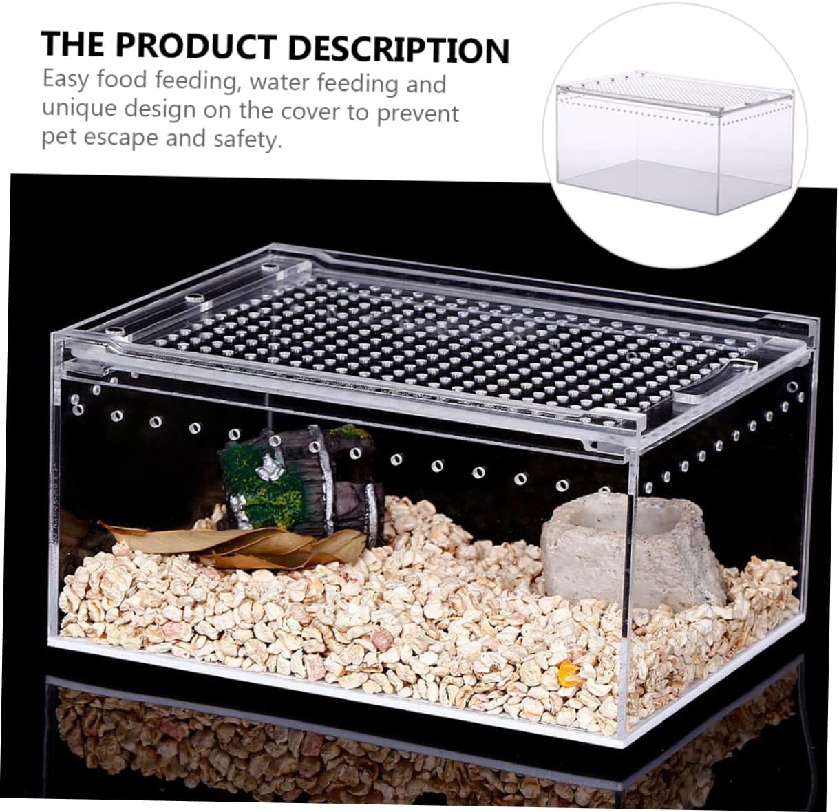 Leak Reptile Feeding Box Acrylic Breeding Tank Lizard Tank Accessories for Frogs Geckos