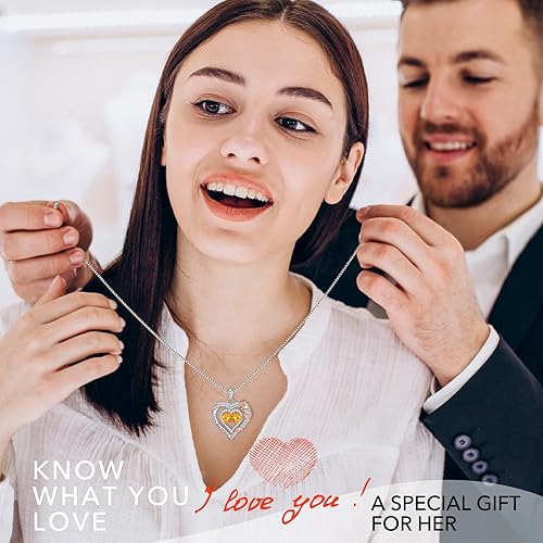 Miniatura 4 de Valentines Day Gifts - Sterling Silver Rose Heart Birthstone Necklace Anniversary Birthday Christmas Mothers Day Gifts - Women Jewelry Gifts for