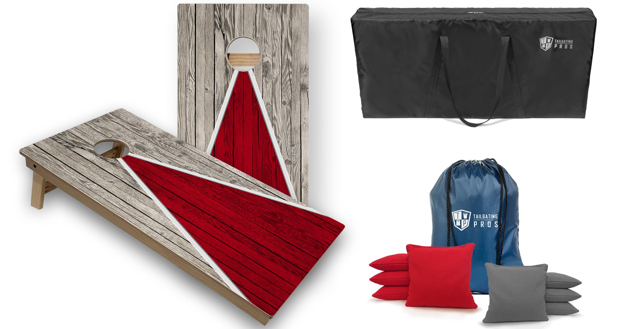 Tailgating Pros Tournament Grade Multicolor Cornhole Boards - Carrying Case & Set of 8 Corn Hole Bean Bags w/Tote