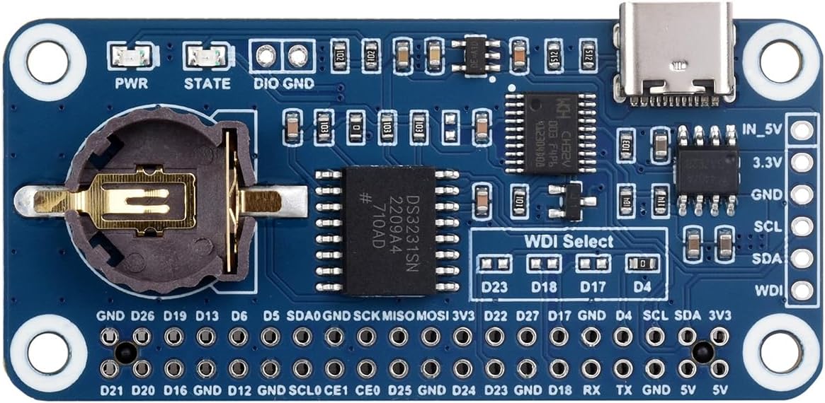 Amazon.com: Waveshare RTC WatchDog HAT (B) for Raspberry Pi, Onboard ...