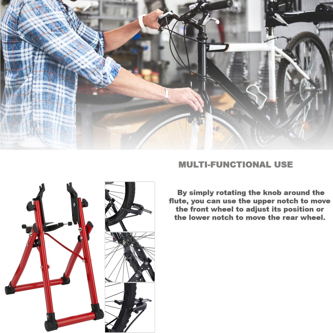 Foldable Bike Wheel Truing Stand for 24 26 28 Inch Bicycles Professional Bicycle Wheel Alignment Tool Portable Durable Steel Construction for Easy Storage and Transport