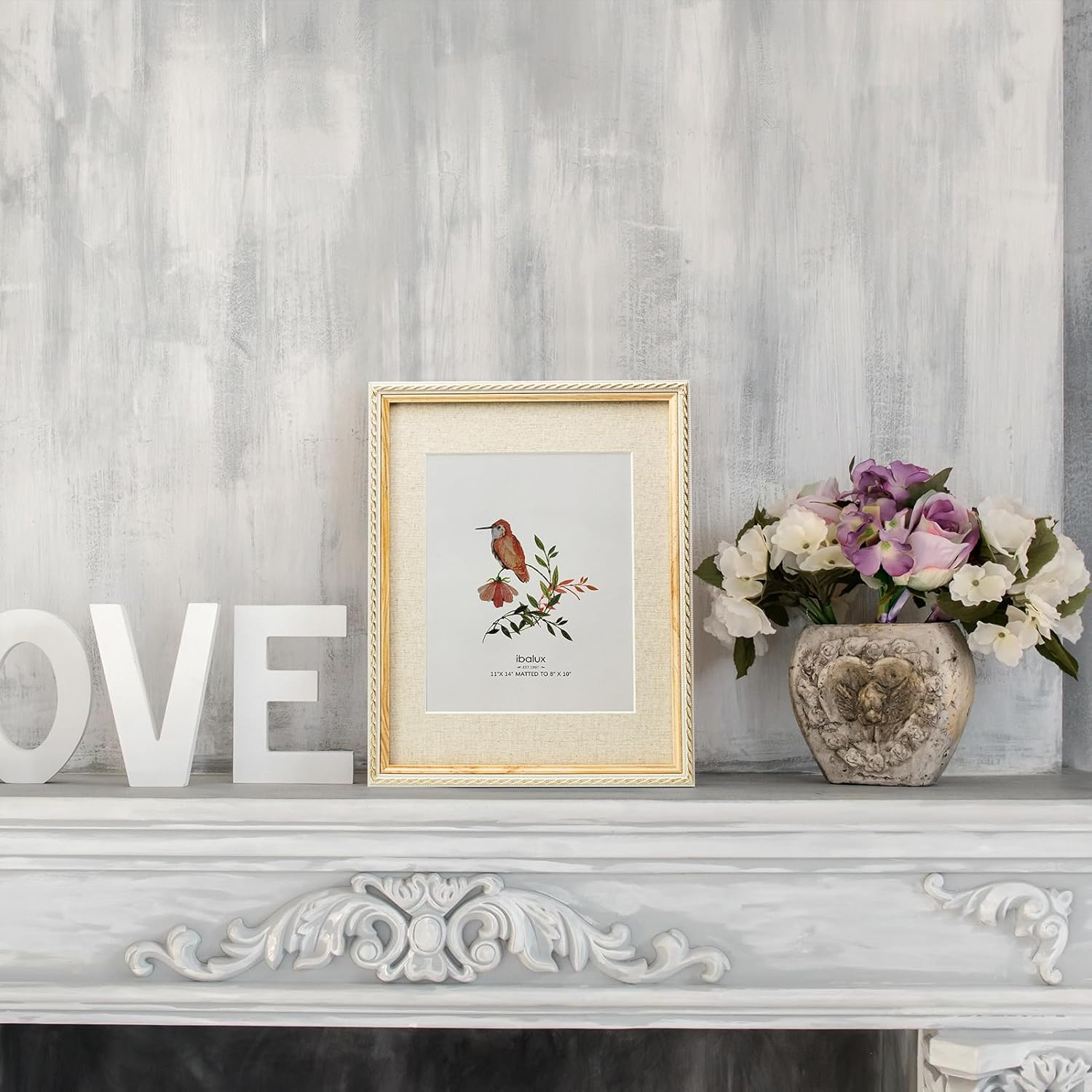 11x14 Picture Frame Pine Wood with Real Glass, Gold-Toned Synthetic Rope Edging, Linen Matted to 8x10, Vertical and Horizontal for Wall Hanging, Nature Brown - Image 9