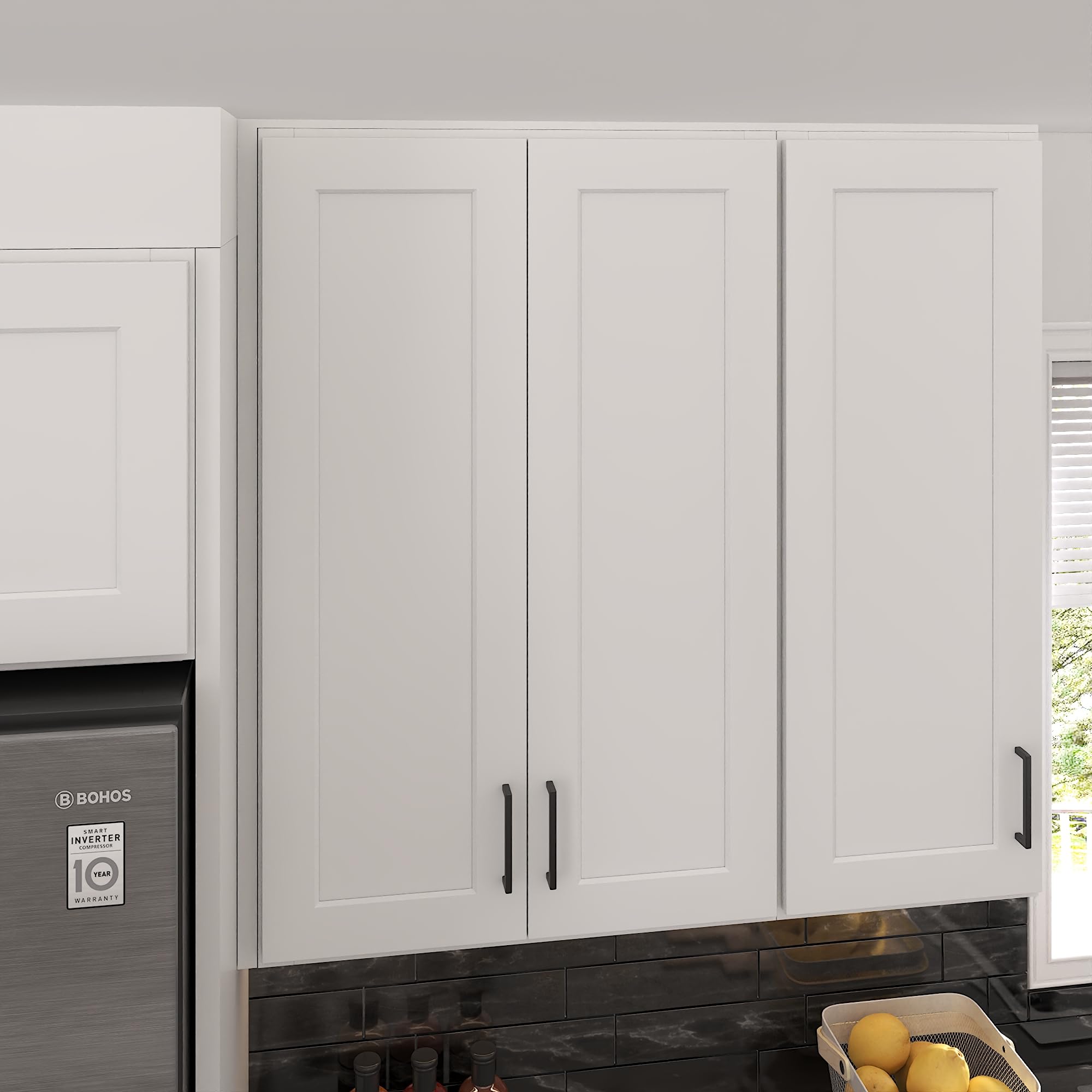 Furinno Shaker 4-Tier Wall Kitchen Cabinet, 2-Door, White