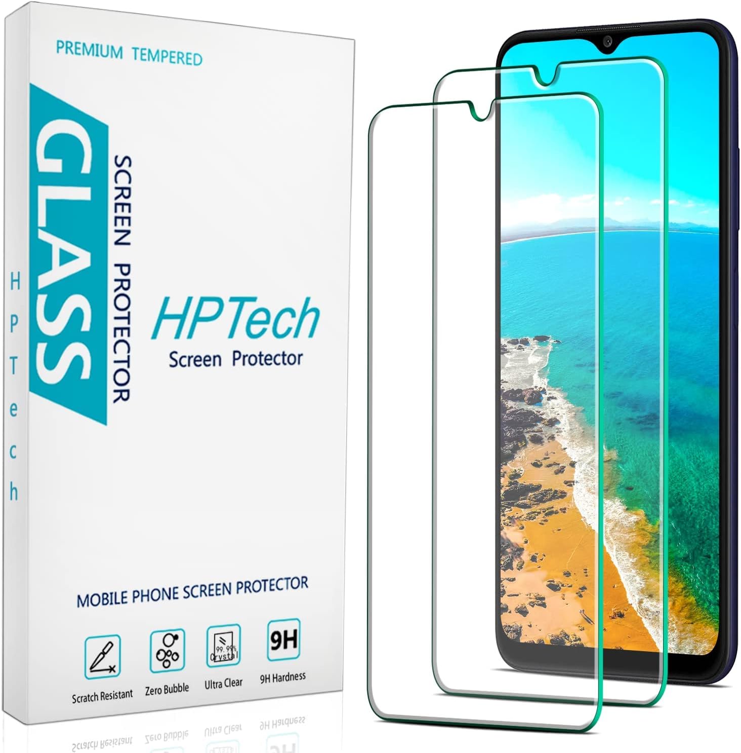 HPTech [2-Pack] Screen Protector Designed for Samsung Galaxy A03s / Galaxy A03 Tempered Glass, Anti Scratch, Bubble Free, Case Friendly