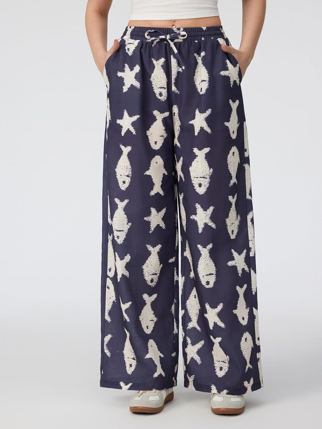 CIDER Womens Wide Leg Pants Drawstring High Waist Long Loose Fit Pants Casual Summer Outfits