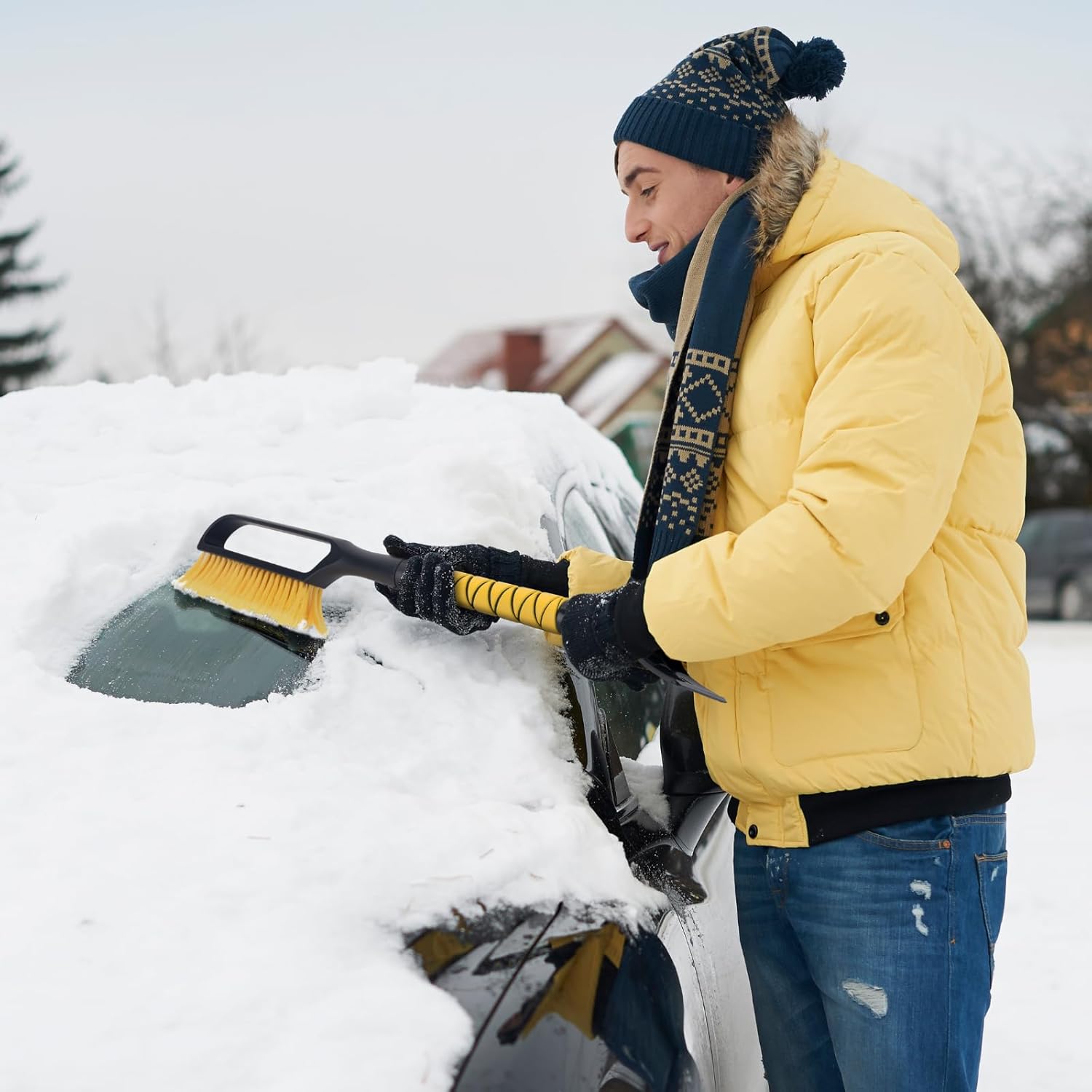 KeFanta Ice Scrapers for Car Windshield, 2 Pack 27'' Snow Removal Brush for SUV and Truck Window, Automotive Winter Accessories