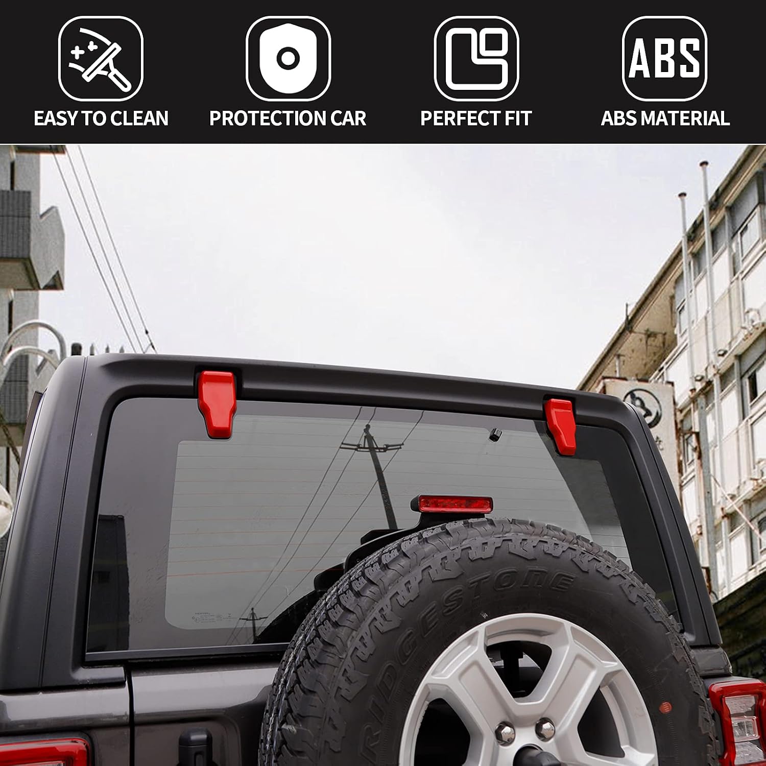 Voodonala for Jeep JL Rear Window Right & Left Hinge Covers Trim for 2018-2026+ Jeep Wrangler JL JLU Exterior Accessories, Red 2pcs