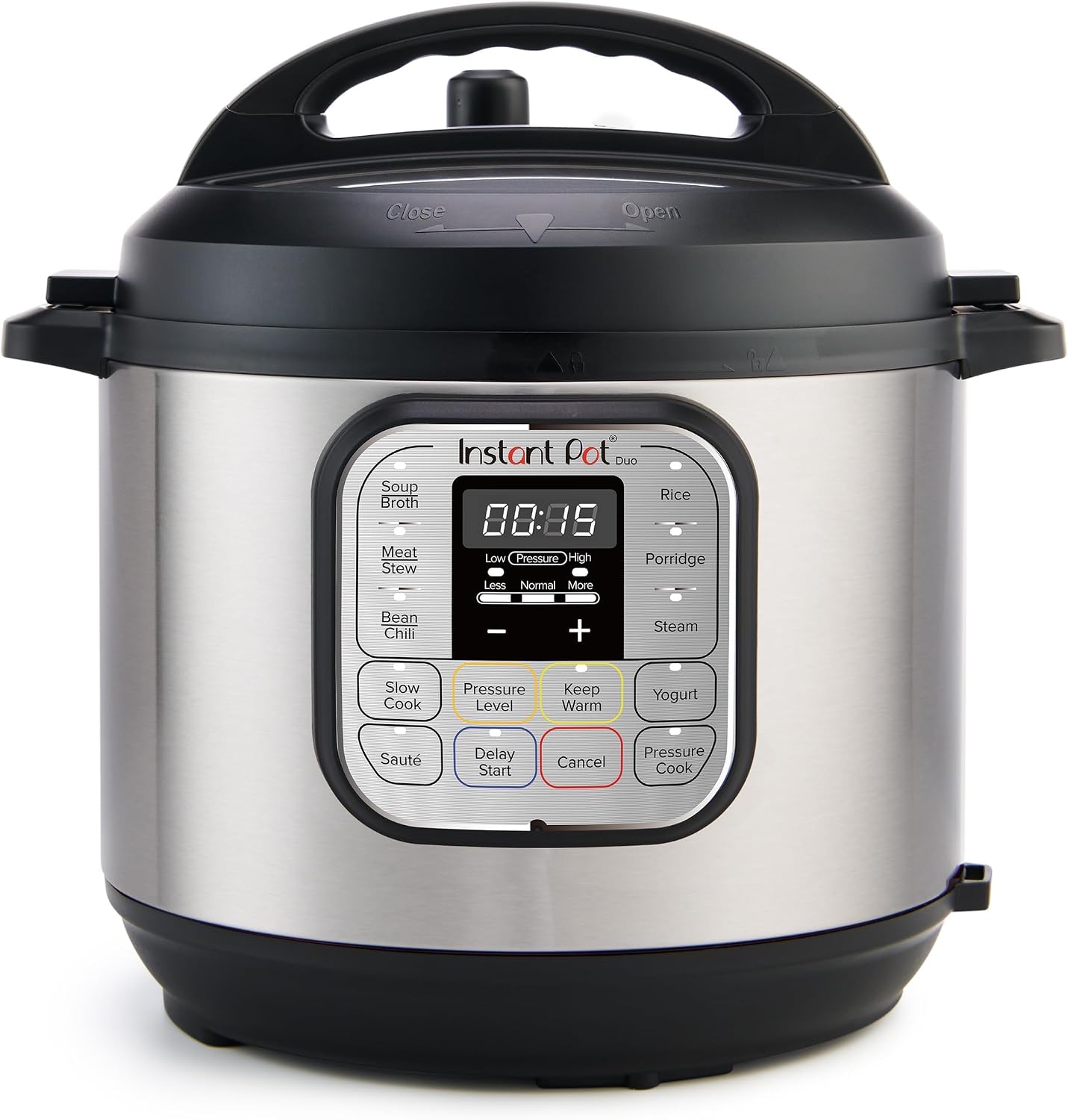 Instant Pot Duo 7-i-1 Multicooker 5,7L - Borstad rostfritt stål, Stor tryckkokare, slow cooker, riskokare, stekpanna, yoghurtmaskin, ångkokare och matvärmare, diskmaskinssäker