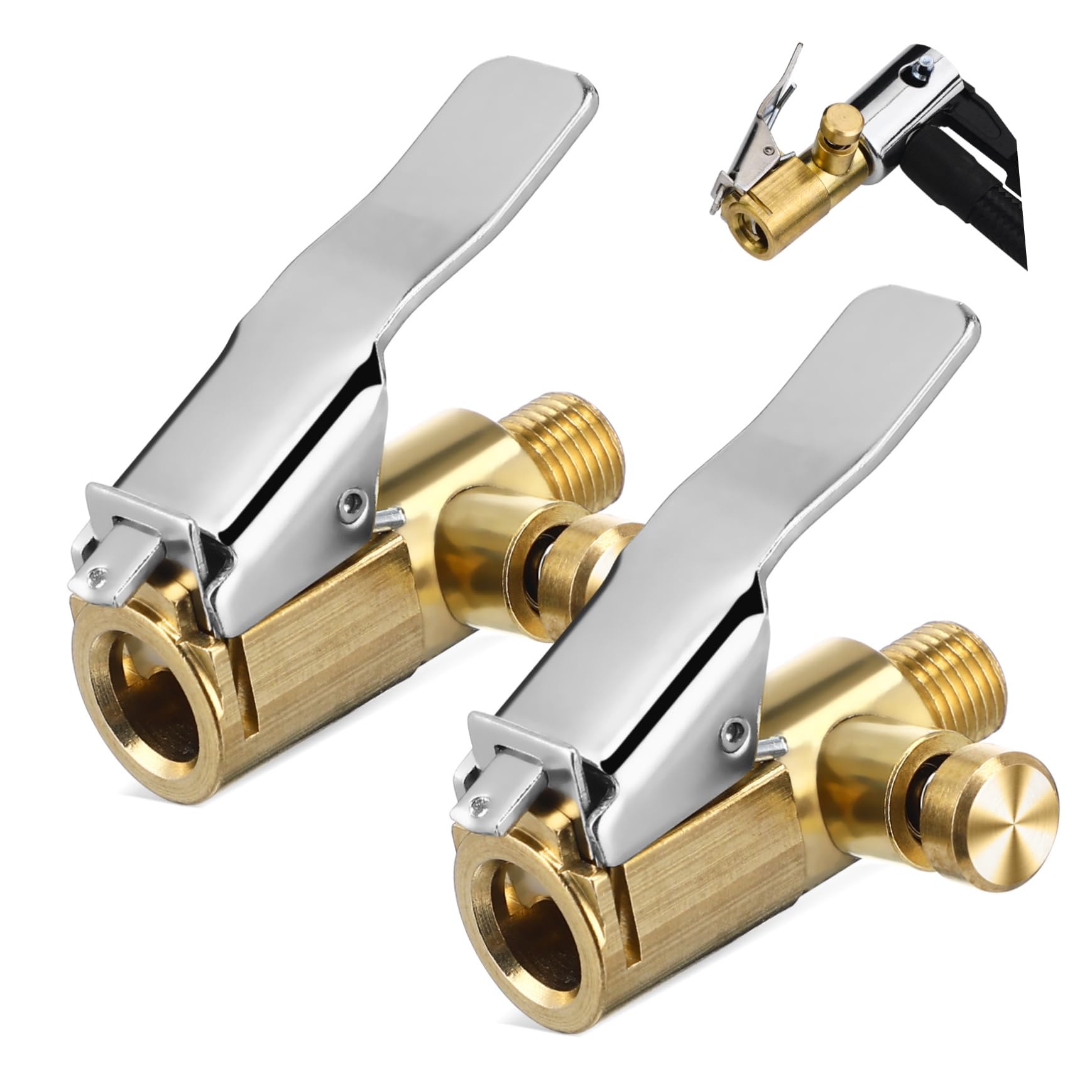 PRETYZOOM 2Pcs Tire Pump Adapter Quick Connect Air Chuck with Release Button Durable Construction for Easy Tire Inflation User Friendly Locking Mechanism Compatible with Bikes