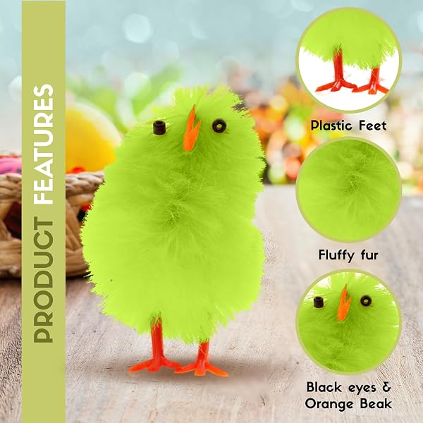 36pc Easter Chicks for Craft - Coloured Small Fluffy Easter Chick Decorations 6 Colours Included - Colourful Little Baby Chic - 4