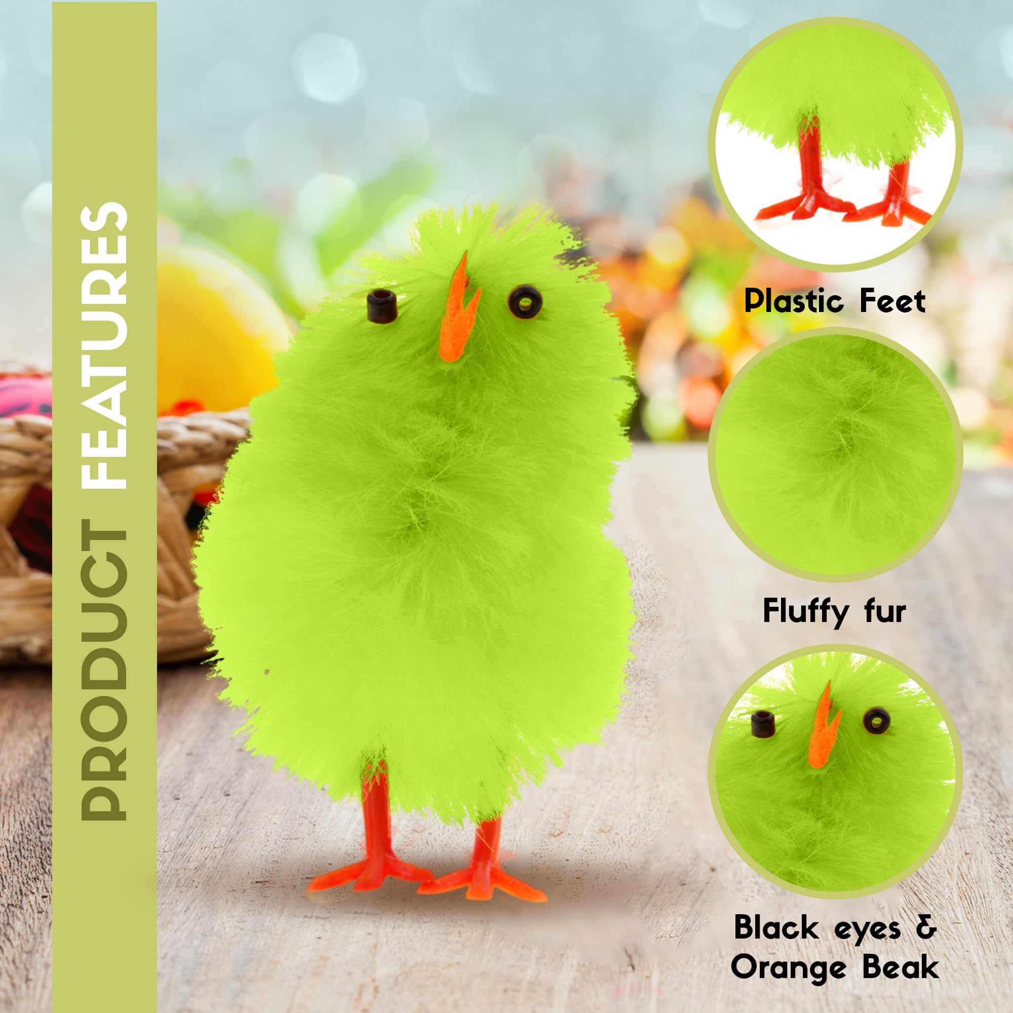 36pc Easter Chicks for Craft - Coloured Small Fluffy Easter Chick Decorations 6 Colours Included - Colourful Little Baby Chic — view 4