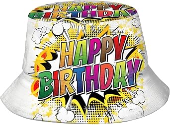 Happy Birthday Bucket Hats for Women Trendy Print Hat Packable All Season Fisherman Sun Caps