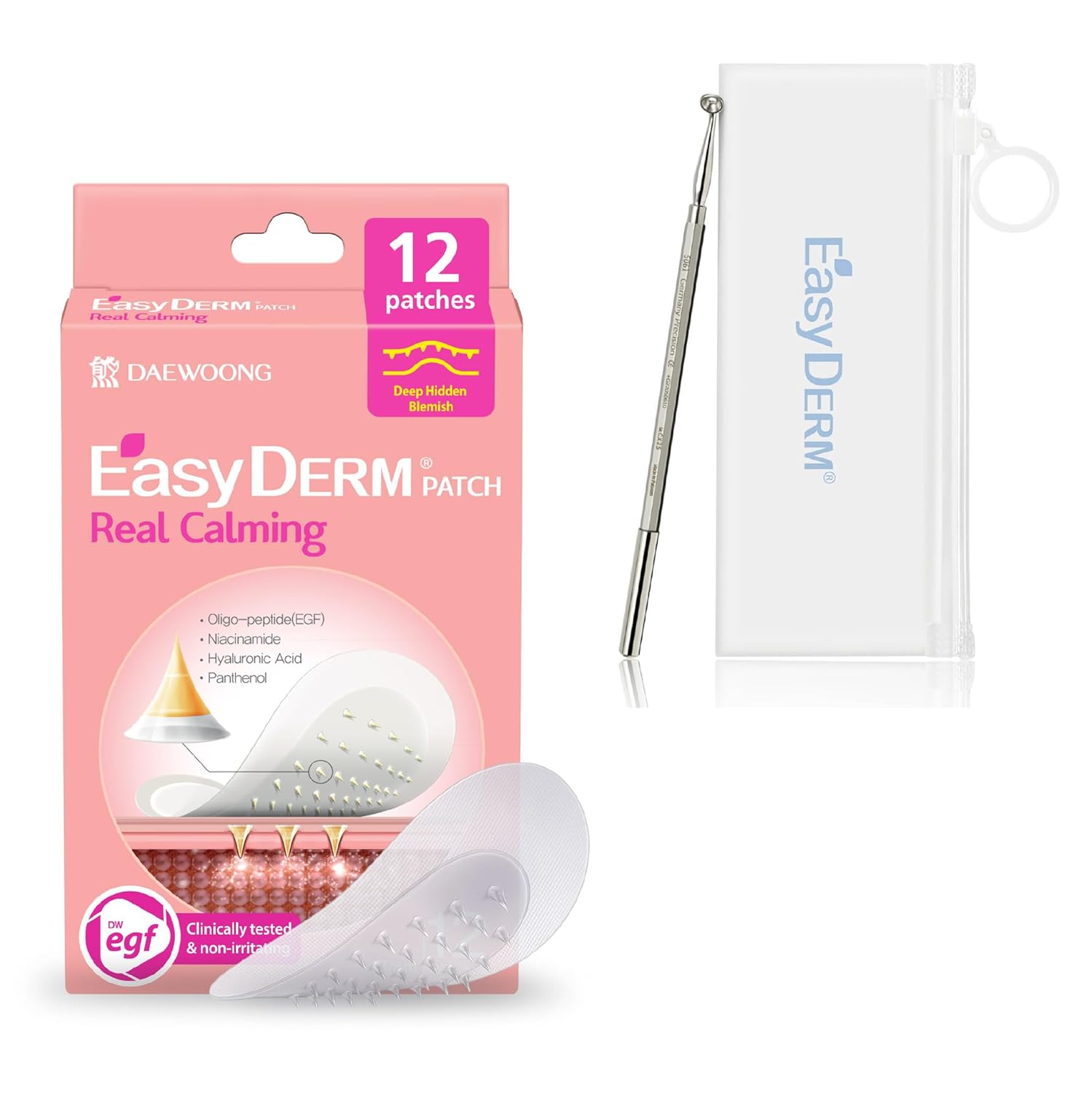 Real Calming Microdart Pimple Patches Clear Nano Micropoint Acne Dark Spot Care 12ea 2-in-1 Dual-Tip Pimple Popper Tool