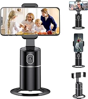 Auto Face Tracking Phone Holder Tripod, No App Required, 360° Rotation Smart Face Body Tracking Tripod Selfie Phone Camera Mount Cell Phone Stand for TIK Tok, Vlog, Live Streaming, YouTube Video