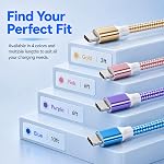 USB Type C Cable 4-Pack (3/6/6/10ft) Fast Charging Cord, Nylon Braided USB A to USB C Cable, Fast Charging USB C Cable Compatible Samsung Galaxy, Google Pixel, and All USB-C-Enabled Devices