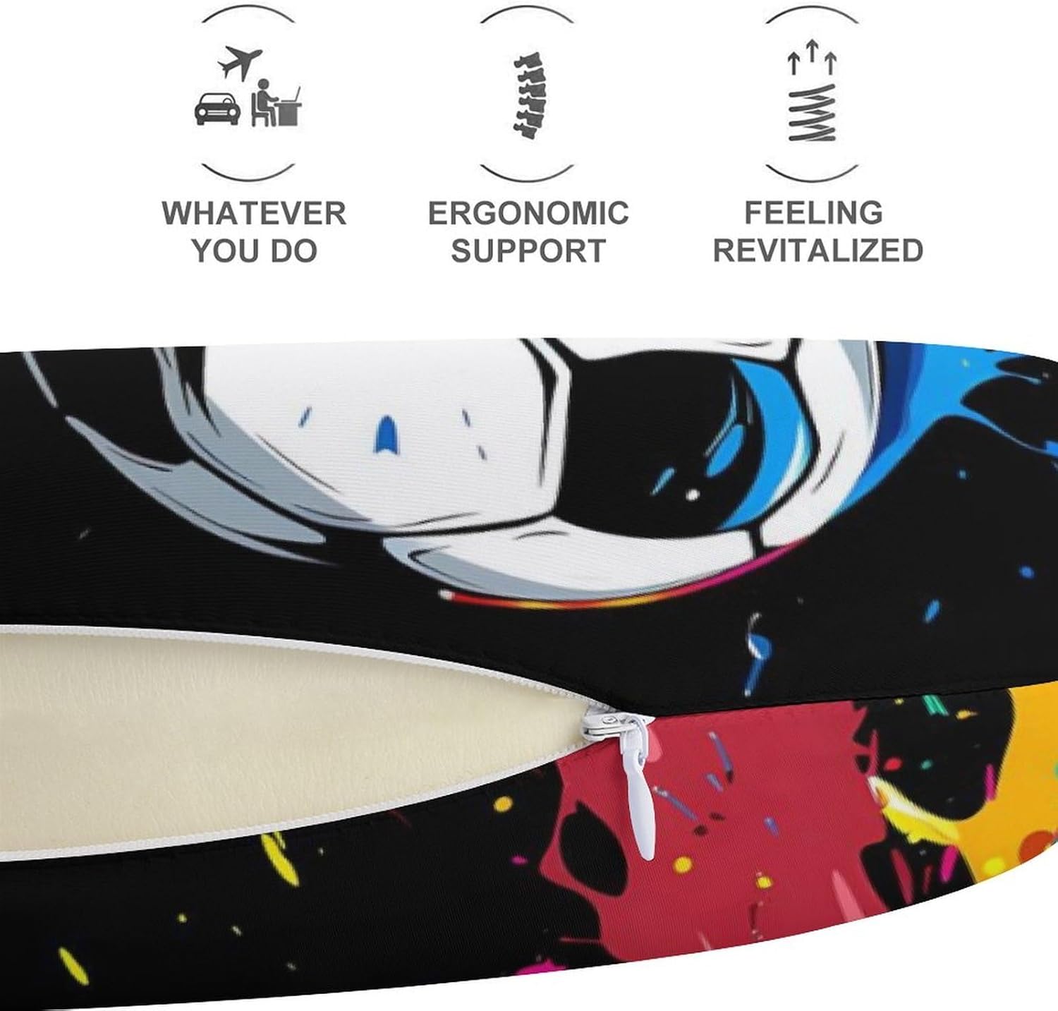 Colored Splashes with Soccer Ball Travel Pillow U Shape Neck Pillow Washable Pillowcase for Sleeping Chair
