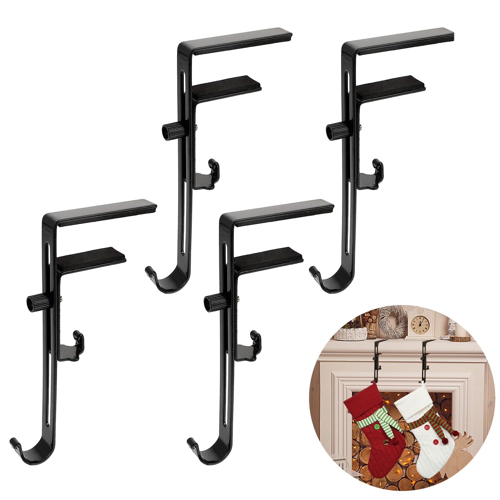 Kungfu Mall Christmas Stocking Hangers for Fireplace Adjustable Christmas Stocking Hooks, Christmas Stocking Holders